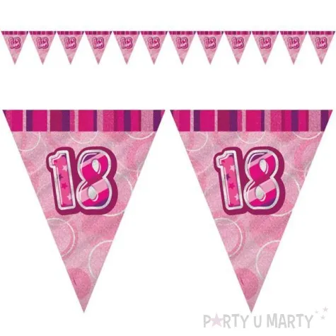 baner flagi urodziny 18 glitz pink rozowy 3 6 m