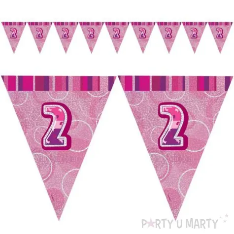 baner flagi urodziny 2 glitz pink rozowy 2 7 m