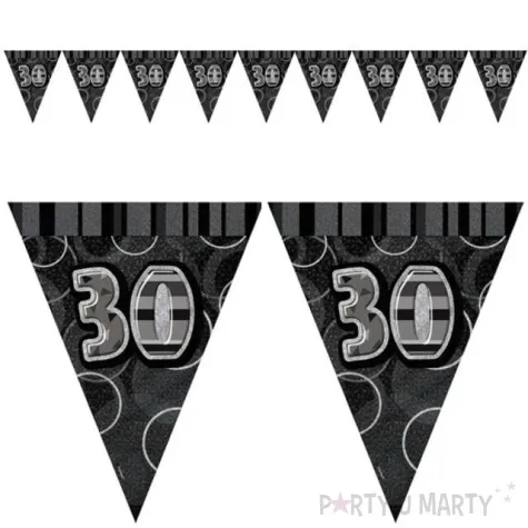 baner flagi urodziny 30 glitz black czarny 2 74 m