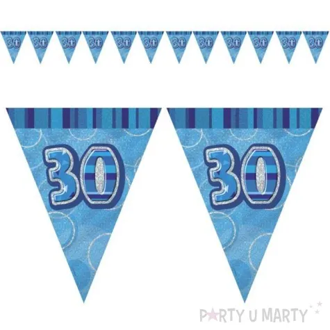 baner flagi urodziny 30 glitz blue niebieski 3 6 m