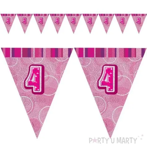 baner flagi urodziny 4 glitz pink rozowy 2 7 m