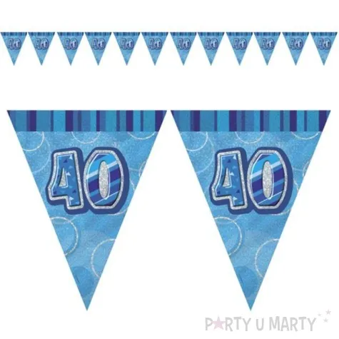 baner flagi urodziny 40 glitz blue niebieski 3 6 m