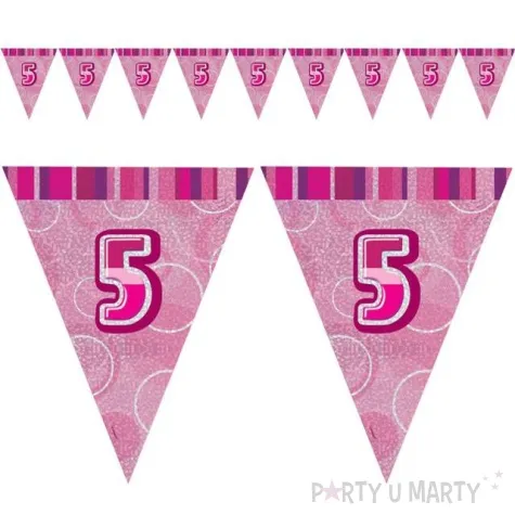 baner flagi urodziny 5 glitz pink rozowy 2 7 m