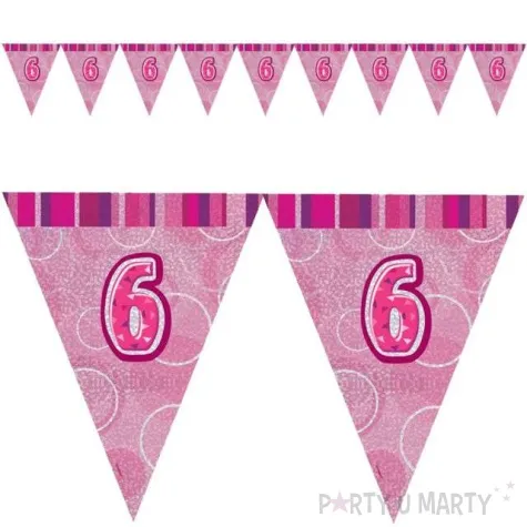 baner flagi urodziny 6 glitz pink rozowy 2 7 m