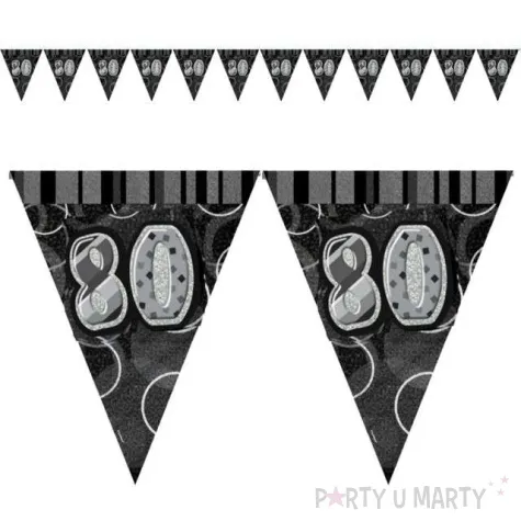 baner flagi urodziny 80 glitz black czarny 3 6 m