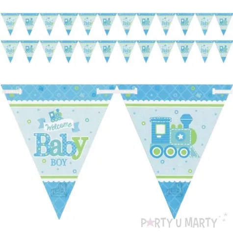 baner flagi welcome baby boy diy blekitny amscan 4 m