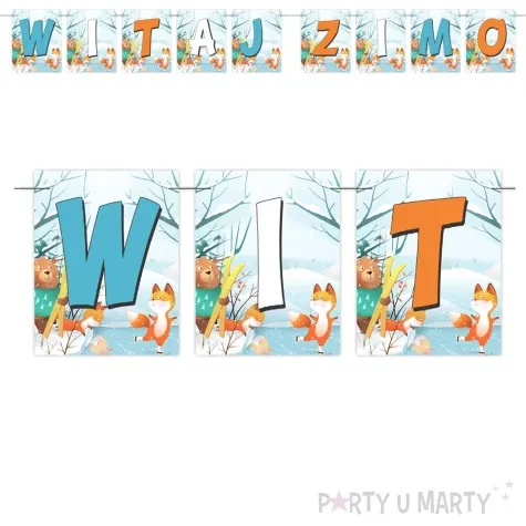 baner flagi witaj zimo zwierzatka na lodowisku mix 2 0 m