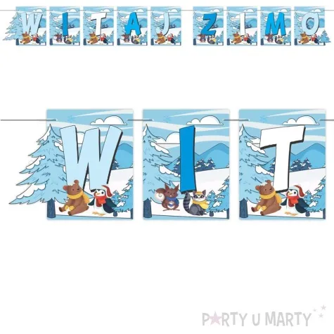 baner flagi witaj zimo zwierzatka w ubrankach mix 2 0 m