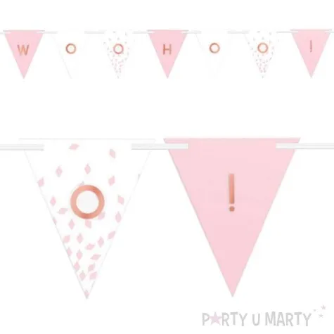 baner flagi woo hoo rozowo bialy amscan 365 cm