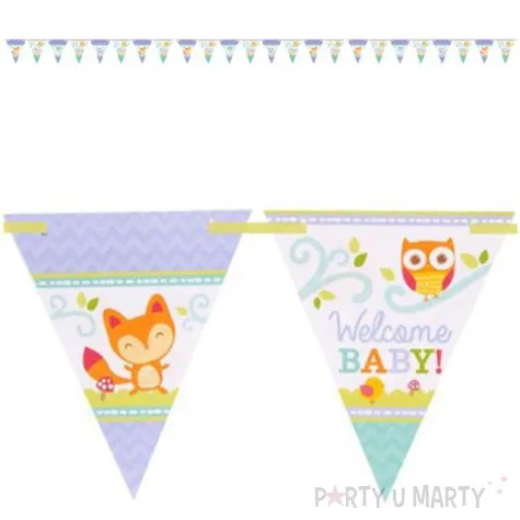 baner flagi woodland welcome baby amscan 450 cm