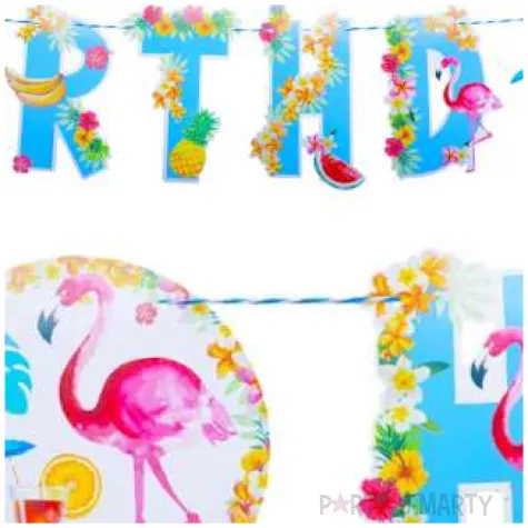baner flamingi hawajskie happy birthday partypal 300 cm
