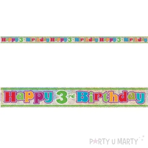 baner foliowy happy birthday 3rd 3 urodziny unique 365 cm