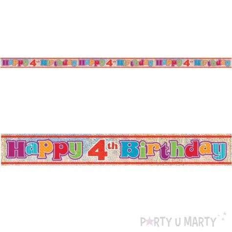 baner foliowy happy birthday 4th 4 urodziny unique 365 cm