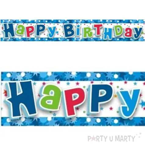 baner foliowy happy birthday niebieski godan 180 cm