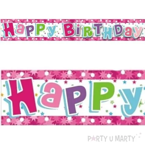 baner foliowy happy birthday rozowy godan 180 cm