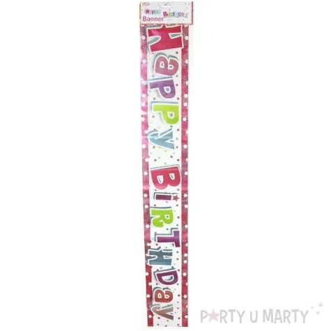 baner foliowy happy birthday rozowy godan 180 cm