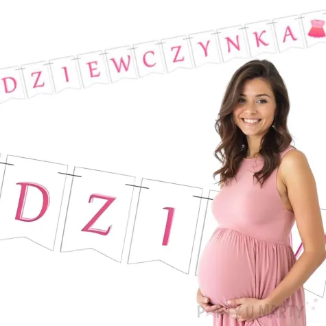 baner girlanda papierowa bobo girl dziewczynka dekoracja do powieszenia na baby shower 2 m