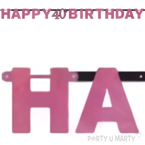 baner happy birthday 40 urodziny rozowy amscan 2 m