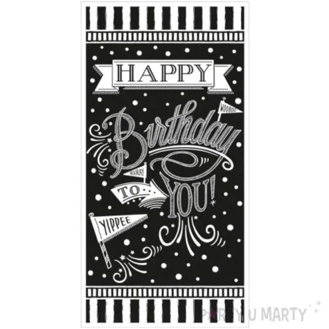 baner happy birthday bialo czarny amscan 85 x 165 cm