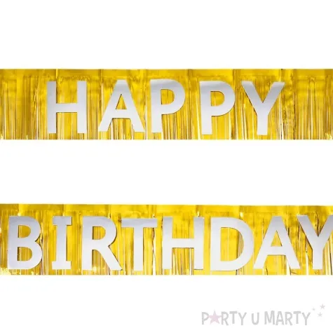 baner happy birthday fredzle srebrno zloty partypal 200 x 18 cm