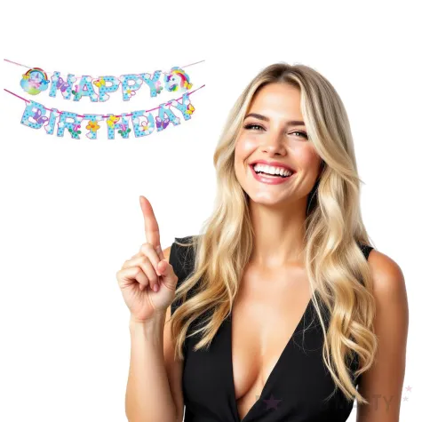 baner happy birthday jednorozce niebieski partypal 300 x 13 cm
