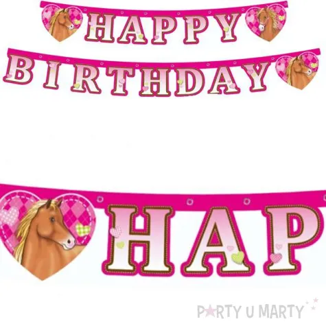 baner happy birthday konie rozowy procos 2 m