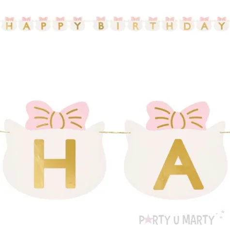 baner happy birthday kotek kremowy partydeco 1 8 m