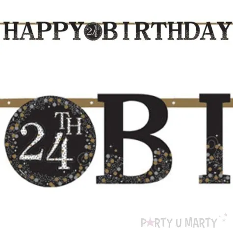 baner happy birthday personalizowany czarny amscan 320 cm