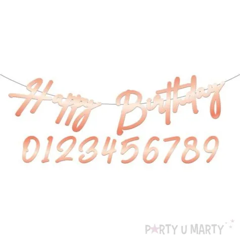 baner happy birthday personalizowany rozowe zloto folat