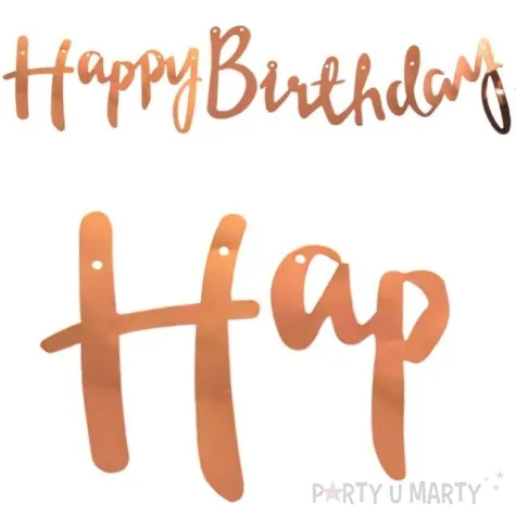 baner happy birthday rozowo zloty czakos 200 cm