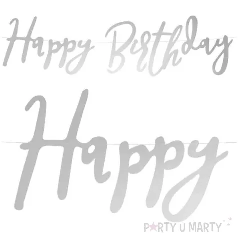 baner happy birthday srebrny partydeco 62 cm