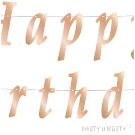 baner happy birthday stylizowany metalik rozowe zloto godan 200 x 11 cm