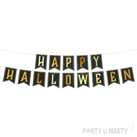 baner happy halloween czarno zloty partypal 250cm