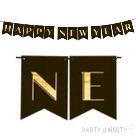 baner happy new year czarny partypal 250 cm