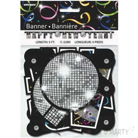 baner happy new year srebrny unique 152 cm