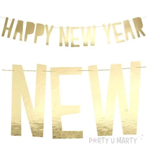 baner happy new year zloty partydeco 90 cm