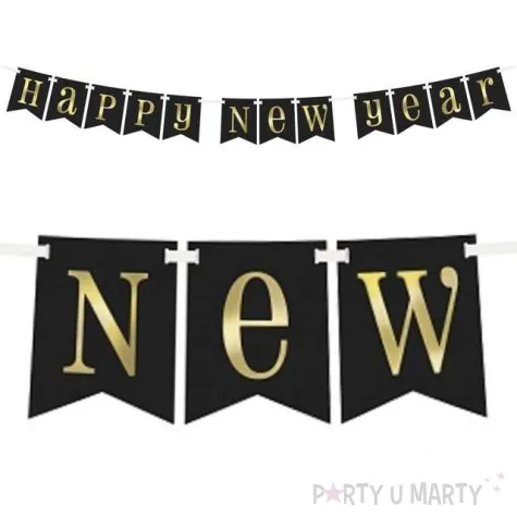 baner happy new year zloty unique 213 cm
