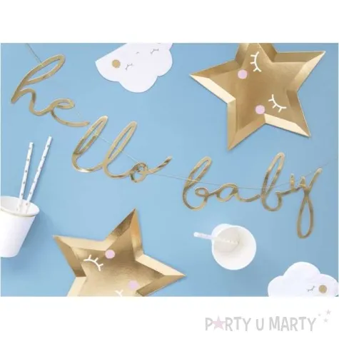 baner hello baby partydeco zloty 70 cm