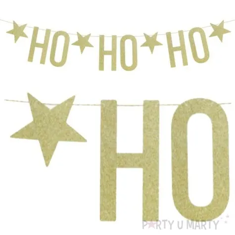 baner ho ho ho zloty brokatowy partydeco 100 cm