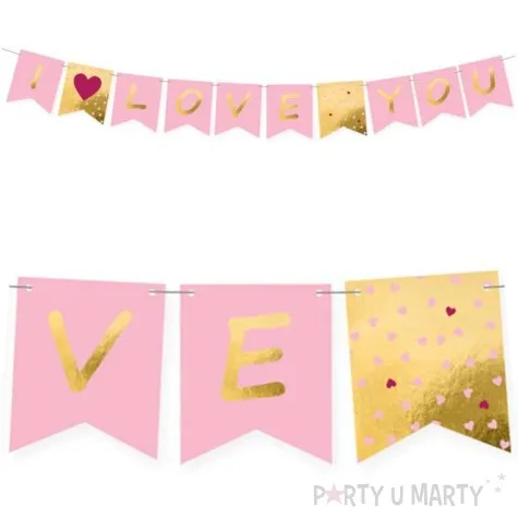 baner i love you rozowy amscan 180 cm