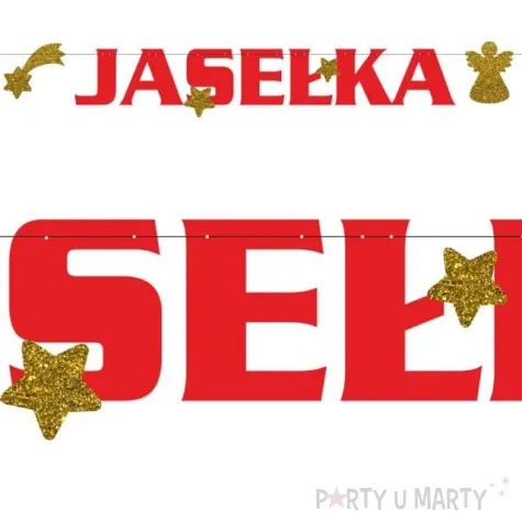 baner jaselka z brokatem czerwono zloty 175 cm