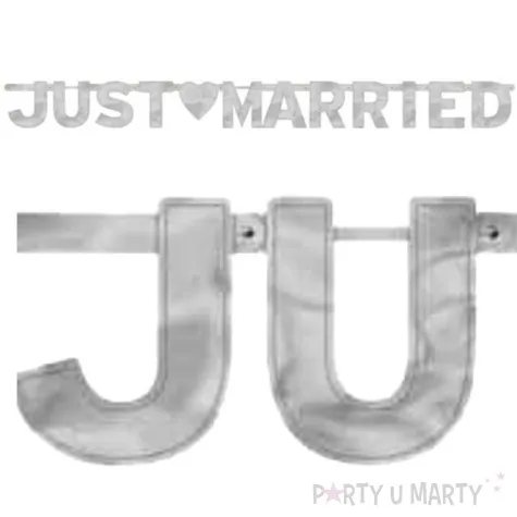 baner just married amscan srebrny 365 cm