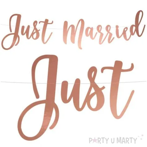 baner just married rozowe zloto partydeco 77 cm