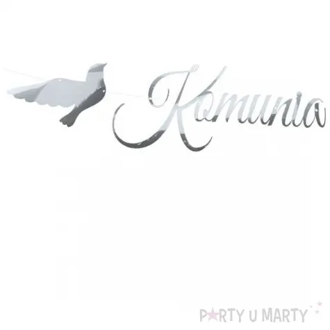 baner komunia swieta z golabkami srebrny czakos 2 5 m