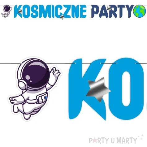 baner kosmiczne party niebiesko granatowy 2 0 m