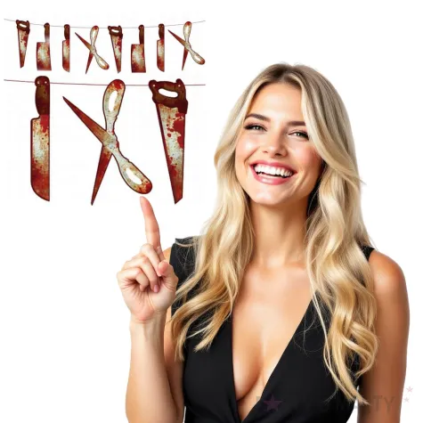 baner krwawe narzedzia halloween godan 200 cm