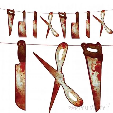 baner krwawe narzedzia halloween godan 200 cm