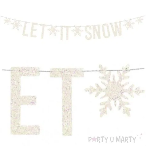 baner let it snow bialy holograficzny partydeco 170 cm