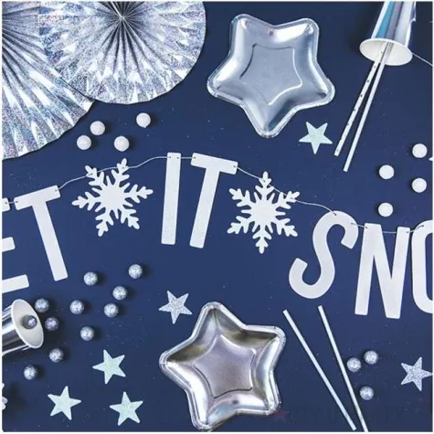 baner let it snow bialy holograficzny partydeco 170 cm