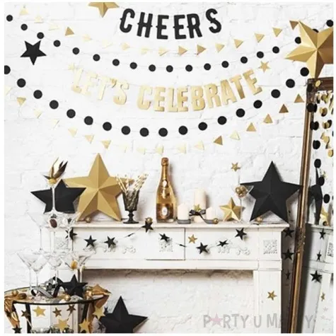 baner lets celebrate partydeco zloty 106 cm
